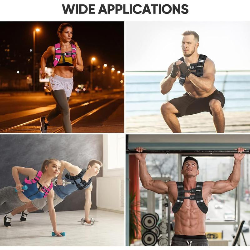 Adjustable Weight Vest 5Lbs-30Lbs for Men & Women - Workout Vest with Reflective Stripe for Running, Strength Training & Fitness