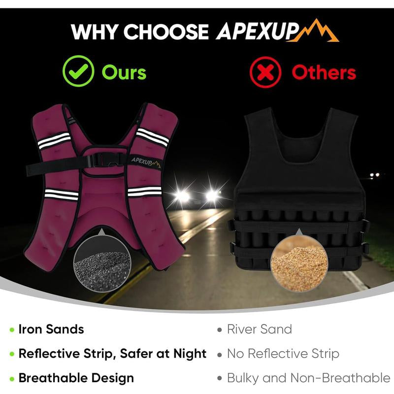 Adjustable Weight Vest 5Lbs-30Lbs for Men & Women - Workout Vest with Reflective Stripe for Running, Strength Training & Fitness