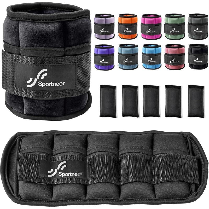 Sportneer Adjustable Ankle Weights 1 Pair 2 4 6 8 10 Lbs Leg Weight Straps for Women Men, Weighted Ankle Weights Set for Gym,Fitness, Workout,Walking, Jogging,1-5 Lbs Each Ankle, 1 Pair 2-10 Lbs