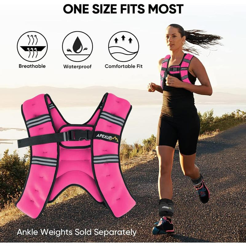 Adjustable Weight Vest 5Lbs-30Lbs for Men & Women - Workout Vest with Reflective Stripe for Running, Strength Training & Fitness