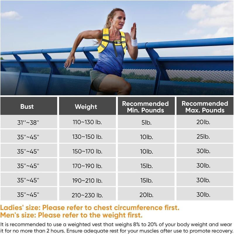 Adjustable Weight Vest 5Lbs-30Lbs for Men & Women - Workout Vest with Reflective Stripe for Running, Strength Training & Fitness