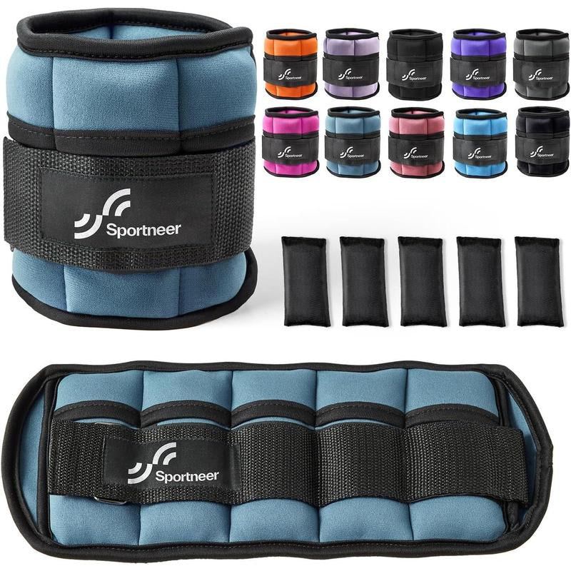 Sportneer Adjustable Ankle Weights 1 Pair 2 4 6 8 10 Lbs Leg Weight Straps for Women Men, Weighted Ankle Weights Set for Gym,Fitness, Workout,Walking, Jogging,1-5 Lbs Each Ankle, 1 Pair 2-10 Lbs