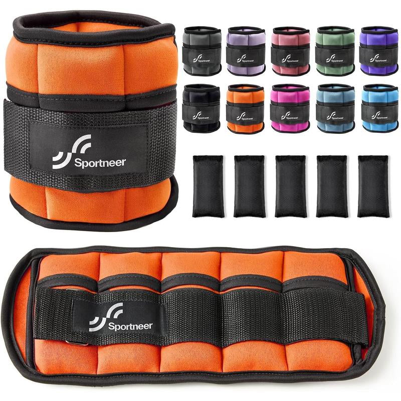 Sportneer Adjustable Ankle Weights 1 Pair 2 4 6 8 10 Lbs Leg Weight Straps for Women Men, Weighted Ankle Weights Set for Gym,Fitness, Workout,Walking, Jogging,1-5 Lbs Each Ankle, 1 Pair 2-10 Lbs