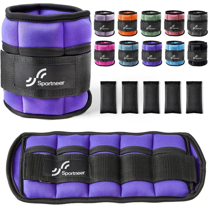 Sportneer Adjustable Ankle Weights 1 Pair 2 4 6 8 10 Lbs Leg Weight Straps for Women Men, Weighted Ankle Weights Set for Gym,Fitness, Workout,Walking, Jogging,1-5 Lbs Each Ankle, 1 Pair 2-10 Lbs