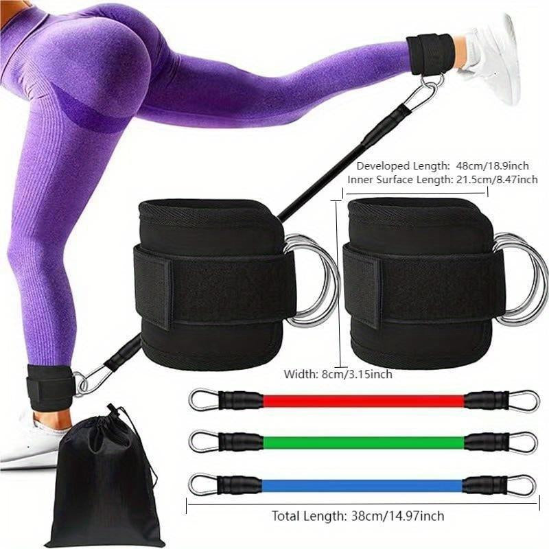 Resistance Band with Ankle Strap, 6 Counts/Set Hip Lift Ankle Resistance Band, Elastic Trainer, Shaping Equipment for Home Gym, Christmas Gift