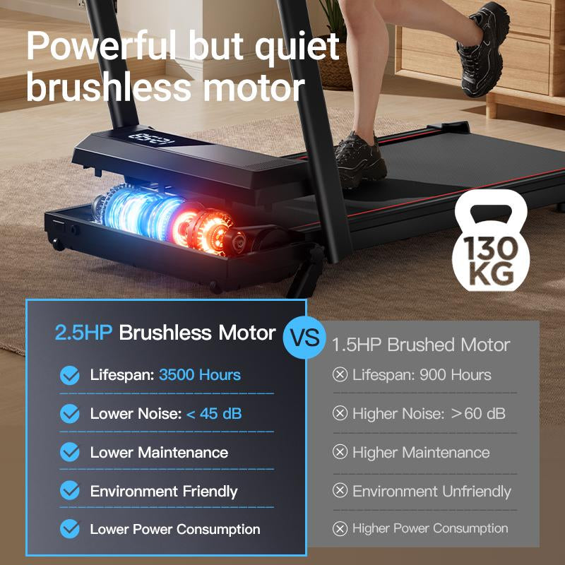 UMAY Walking Pad Treadmill with Incline, under Desk Treadmill with Diamond Pattern Running Belt, Lightweight Running Machines for Home Office with LED Display