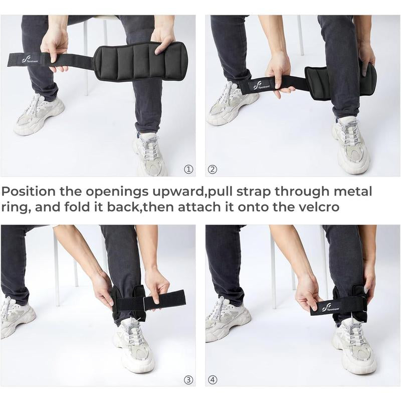 Sportneer Adjustable Ankle Weights 1 Pair 2 4 6 8 10 Lbs Leg Weight Straps for Women Men, Weighted Ankle Weights Set for Gym,Fitness, Workout,Walking, Jogging,1-5 Lbs Each Ankle, 1 Pair 2-10 Lbs