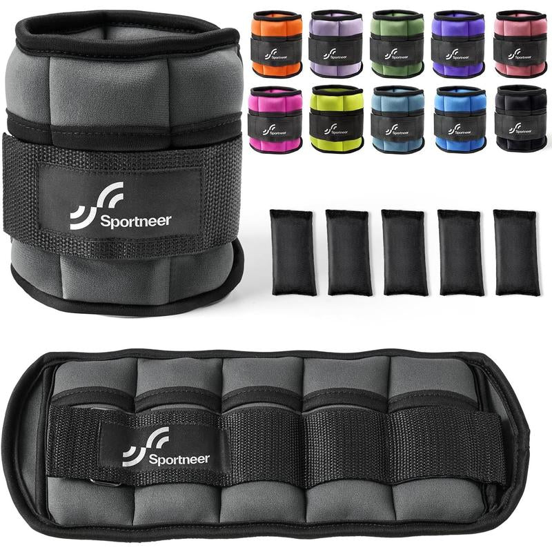 Sportneer Adjustable Ankle Weights 1 Pair 2 4 6 8 10 Lbs Leg Weight Straps for Women Men, Weighted Ankle Weights Set for Gym,Fitness, Workout,Walking, Jogging,1-5 Lbs Each Ankle, 1 Pair 2-10 Lbs