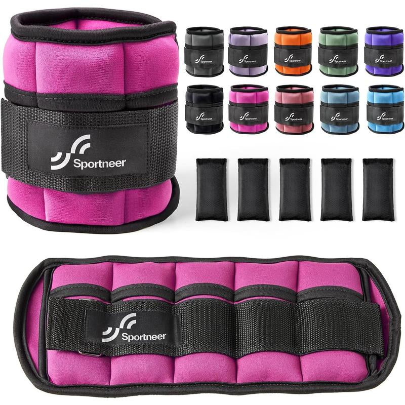 Sportneer Adjustable Ankle Weights 1 Pair 2 4 6 8 10 Lbs Leg Weight Straps for Women Men, Weighted Ankle Weights Set for Gym,Fitness, Workout,Walking, Jogging,1-5 Lbs Each Ankle, 1 Pair 2-10 Lbs