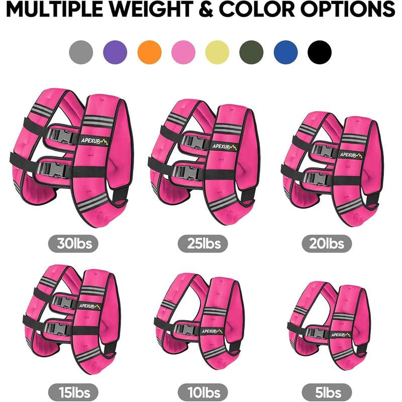Adjustable Weight Vest 5Lbs-30Lbs for Men & Women - Workout Vest with Reflective Stripe for Running, Strength Training & Fitness