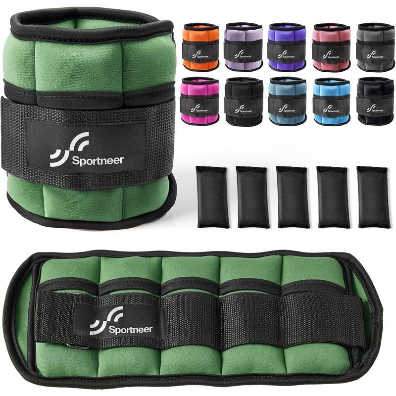 Sportneer Adjustable Ankle Weights 1 Pair 2 4 6 8 10 Lbs Leg Weight Straps for Women Men, Weighted Ankle Weights Set for Gym,Fitness, Workout,Walking, Jogging,1-5 Lbs Each Ankle, 1 Pair 2-10 Lbs