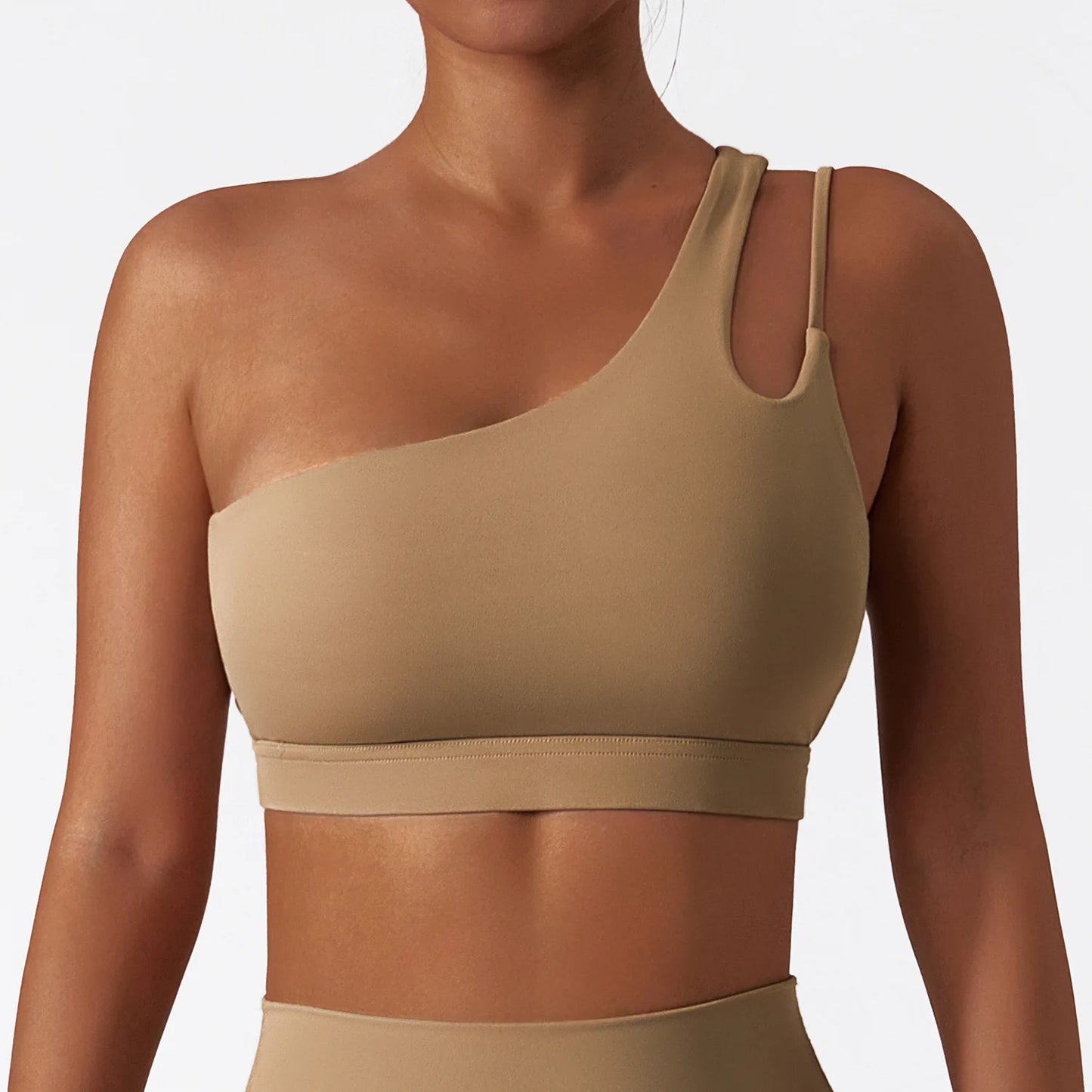 Oblique Shoulder Shockproof Yoga Bra Women'S Beautiful Back Gym Sports Underwear Irregular Straps Running Fitness Vest Top