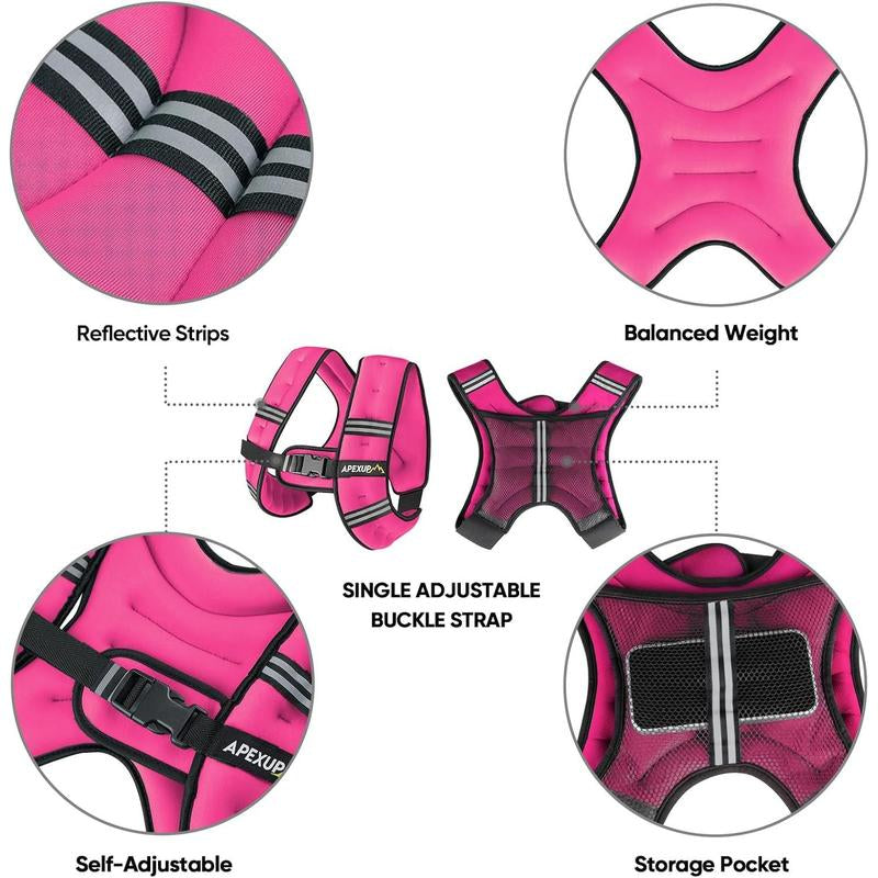 Adjustable Weight Vest 5Lbs-30Lbs for Men & Women - Workout Vest with Reflective Stripe for Running, Strength Training & Fitness