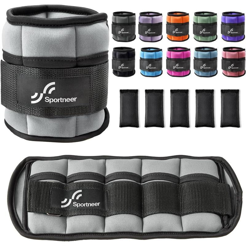 Sportneer Adjustable Ankle Weights 1 Pair 2 4 6 8 10 Lbs Leg Weight Straps for Women Men, Weighted Ankle Weights Set for Gym,Fitness, Workout,Walking, Jogging,1-5 Lbs Each Ankle, 1 Pair 2-10 Lbs