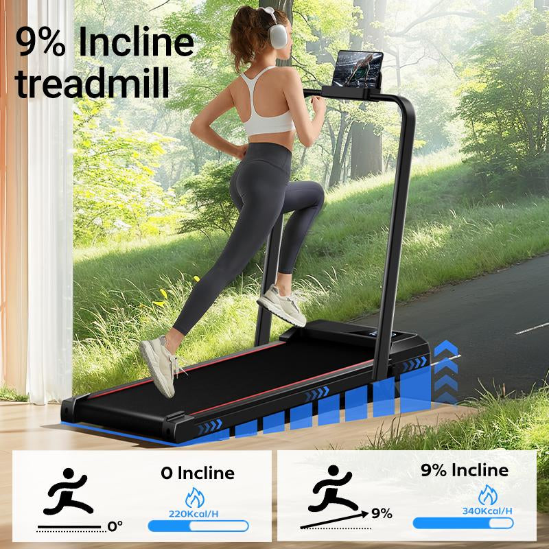 UMAY Walking Pad Treadmill with Incline, under Desk Treadmill with Diamond Pattern Running Belt, Lightweight Running Machines for Home Office with LED Display