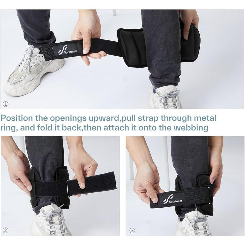 Sportneer Adjustable Ankle Weights 1 Pair 2 4 6 8 10 Lbs Leg Weight Straps for Women Men, Weighted Ankle Weights Set for Gym,Fitness, Workout,Walking, Jogging,1-5 Lbs Each Ankle, 1 Pair 2-10 Lbs