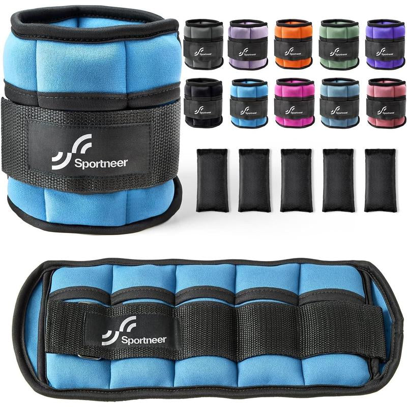 Sportneer Adjustable Ankle Weights 1 Pair 2 4 6 8 10 Lbs Leg Weight Straps for Women Men, Weighted Ankle Weights Set for Gym,Fitness, Workout,Walking, Jogging,1-5 Lbs Each Ankle, 1 Pair 2-10 Lbs