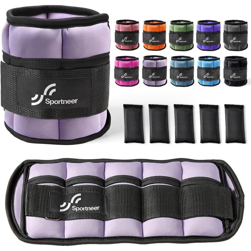 Sportneer Adjustable Ankle Weights 1 Pair 2 4 6 8 10 Lbs Leg Weight Straps for Women Men, Weighted Ankle Weights Set for Gym,Fitness, Workout,Walking, Jogging,1-5 Lbs Each Ankle, 1 Pair 2-10 Lbs